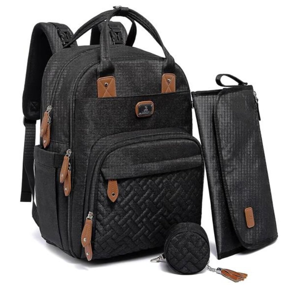 Diaper Bag Backpack with Portable Changing Pad,Pacifier Case and Stroller Straps